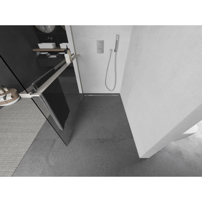 Mexen Kioto+ L стена за душ с рафт Walk-in 70 x 200 см, прозрачен, матиран никел - 800-070-123-97-00