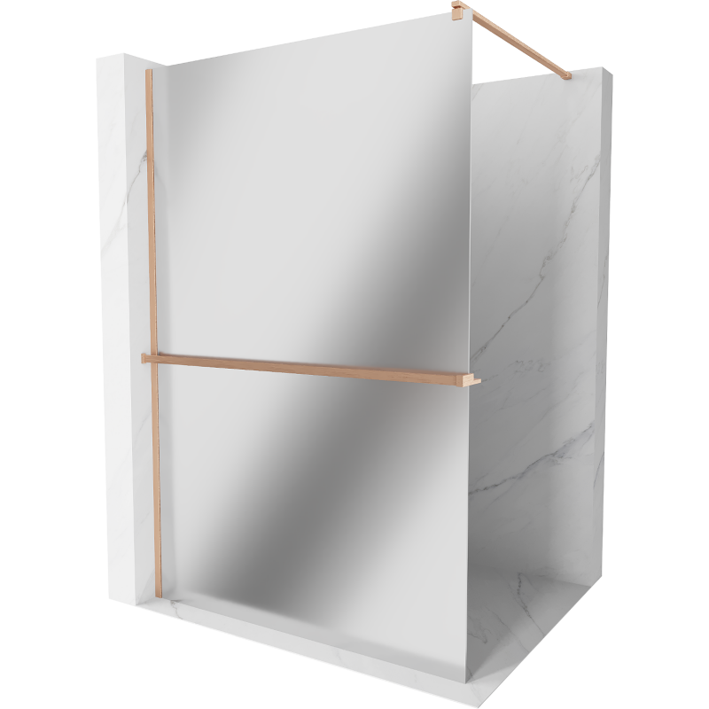Mexen Kioto+ стена за душ с полка Walk-in 90 x 200 см, огледало, brushed bronze - 800-090-121-65-50