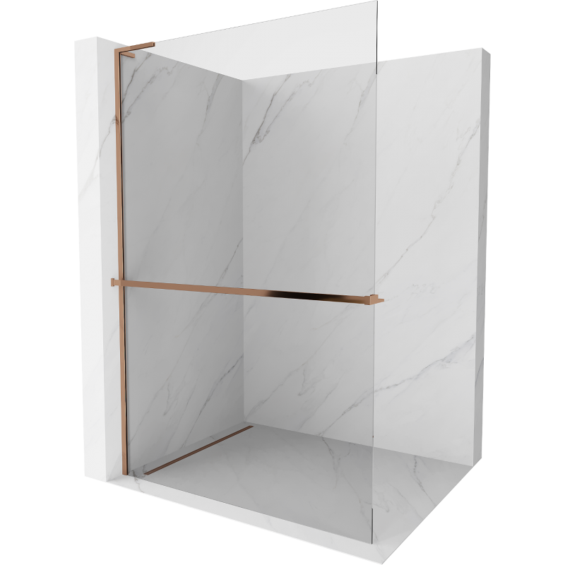 Mexen Kioto+ L стена на душа с рафт Walk-in 85 x 200 см, прозрачен, розово злато - 800-085-123-60-00