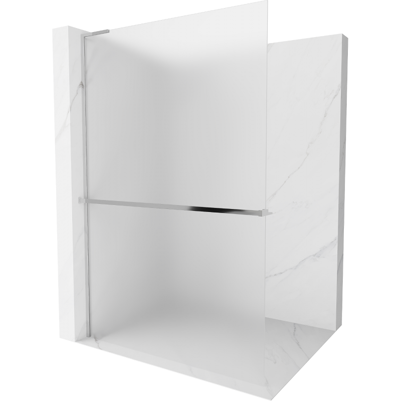Mexen Kioto+ L душ панел със стойка Walk-in 100 x 200 см, матиран, хром - 800-100-123-01-30