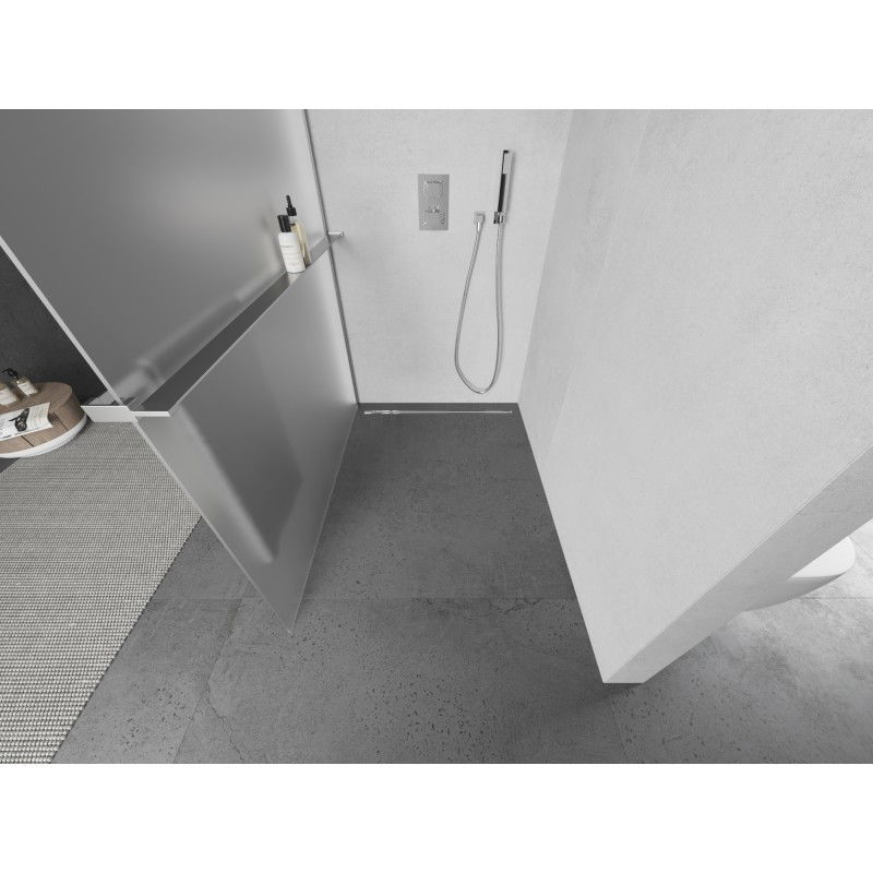 Mexen Kioto+ L душ панел със стойка Walk-in 100 x 200 см, матиран, хром - 800-100-123-01-30