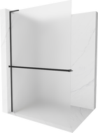 Mexen Kioto+ L стена за душ с рафт Walk-in 110 x 200 см, матиран, черен - 800-110-123-70-30