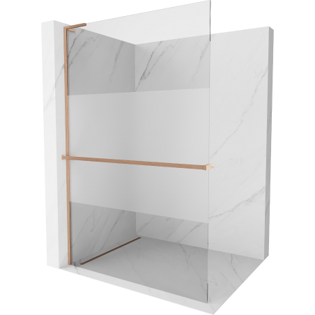 Mexen Kioto+ L душова стена с рафт Walk-in 80 x 200 см, прозрачен/матов, четкан месинг - 800-080-123-65-35