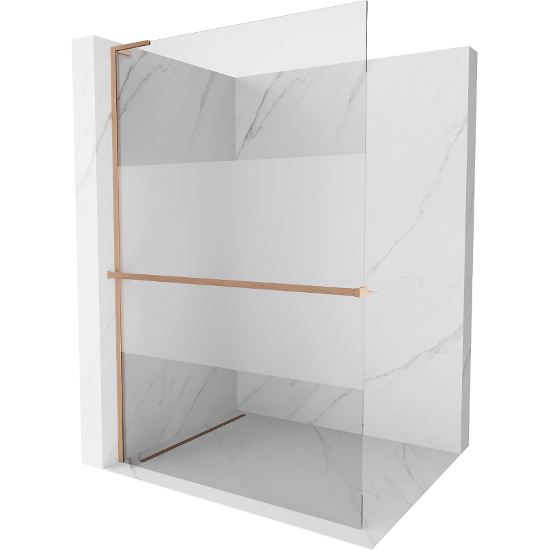 Mexen Киото+ L душ стена с рафт Walk-in 110 x 200 см, прозрачен/матиран, четкана мед - 800-110-123-65-35