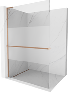 Mexen Киото+ L душ стена с рафт Walk-in 110 x 200 см, прозрачен/матиран, четкана мед - 800-110-123-65-35