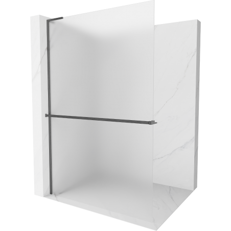 Mexen Kioto+ L стена за душ с рафт Walk-in 100 x 200 см, матово стъкло, Gun gray четкано - 800-100-123-66-30