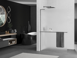 Mexen Kioto+ L душ панел с рафт Walk-in 80 x 200 см, матиран, четкано оръжейно сиво - 800-080-123-66-30