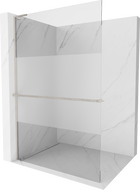 Mexen Kioto+ L стена за душ с рафт Walk-in 120 х 200 см, прозрачен/мътно, brushed никел - 800-120-123-97-35