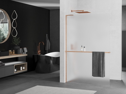 Mexen Kioto+ L стена душа с рафт Walk-in 100 x 200 см, матиран, четкан мед - 800-100-123-65-30
