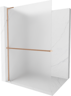 Mexen Kioto+ L стена за душ с рафт Walk-in 70 x 200 см, матирано стъкло, четкана месинг - 800-070-123-65-30