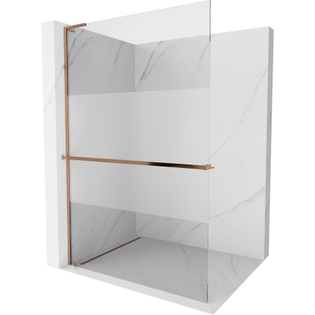 Mexen Kioto+ L душовата стена с рафт Walk-in 110 x 200 см, прозрачен/мъглив, розово злато - 800-110-123-60-35