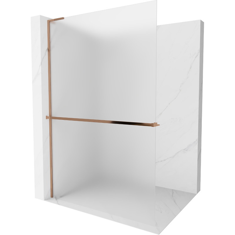 Mexen Kioto+ L душ стена с рафт Walk-in 90 x 200 см, мразовита, розово злато