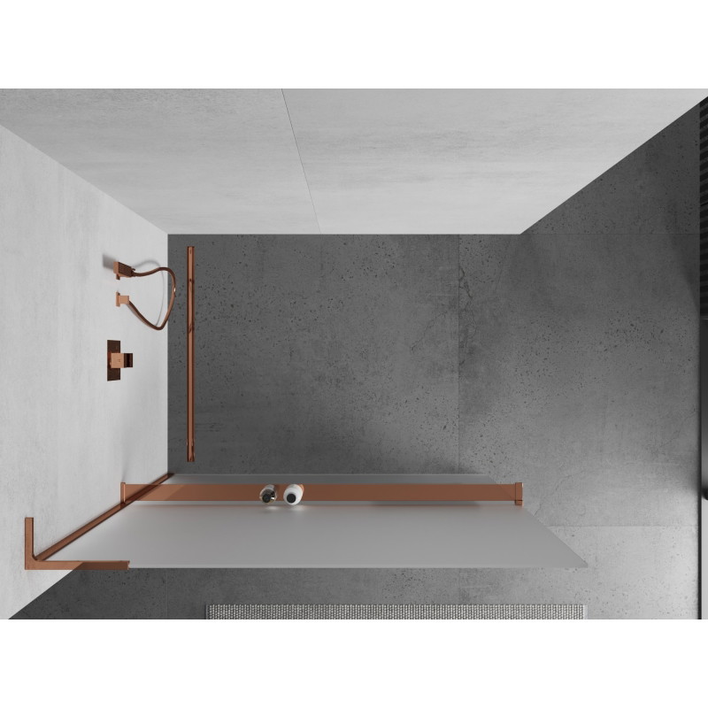 Mexen Kioto+ L душ стена с рафт Walk-in 90 x 200 см, мразовита, розово злато