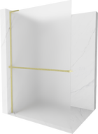 Mexen Kioto+ L стена за душ с рафт Walk-in 110 x 200 см, матово стъкло, златна четка - 800-110-123-55-30