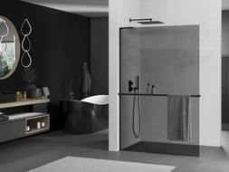 Mexen Kioto+ L душ кабина с рафт Walk-in 80 x 200 см, графит, черен - 800-080-123-70-40