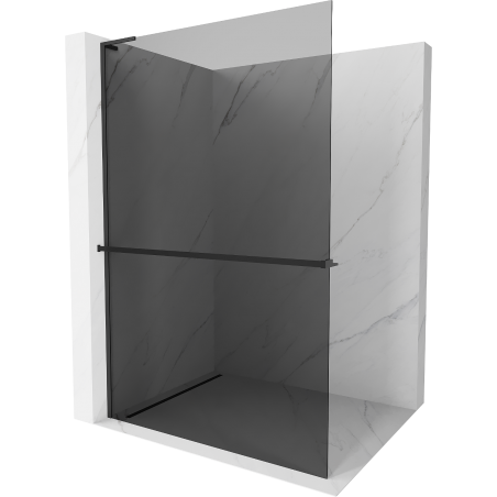 Mexen Kioto+ L душова стена с рафт Walk-in 120 x 200 см, графит, черен - 800-120-123-70-40
