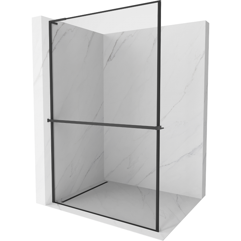 Mexen Kioto+ L стена за душ с рафт Walk-in 100 x 200 см, черен модел, черен - 800-100-123-70-70