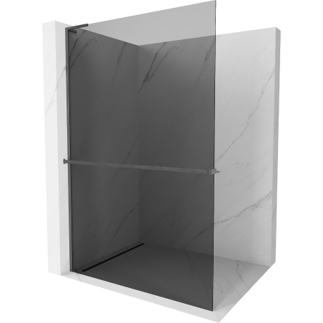 Mexen Kioto+ L душова стена с рафт Walk-in 100 x 200 см, графит, gun gray четкан - 800-100-123-66-40