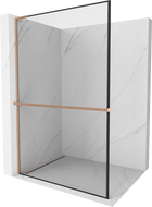 Mexen Kioto+ L стена за душ с рафт Walk-in 50 x 200 см, черен мотив, четкана мед - 800-050-123-65-70