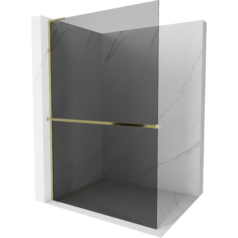 Mexen Kioto+ L душова стена с рафт Walk-in 70 x 200 см, графит, златно - 800-070-123-50-40