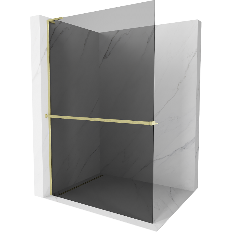 Mexen Kioto+ L душ стена с рафт Walk-in 70 x 200 см, графит, златисто четкан - 800-070-123-55-40