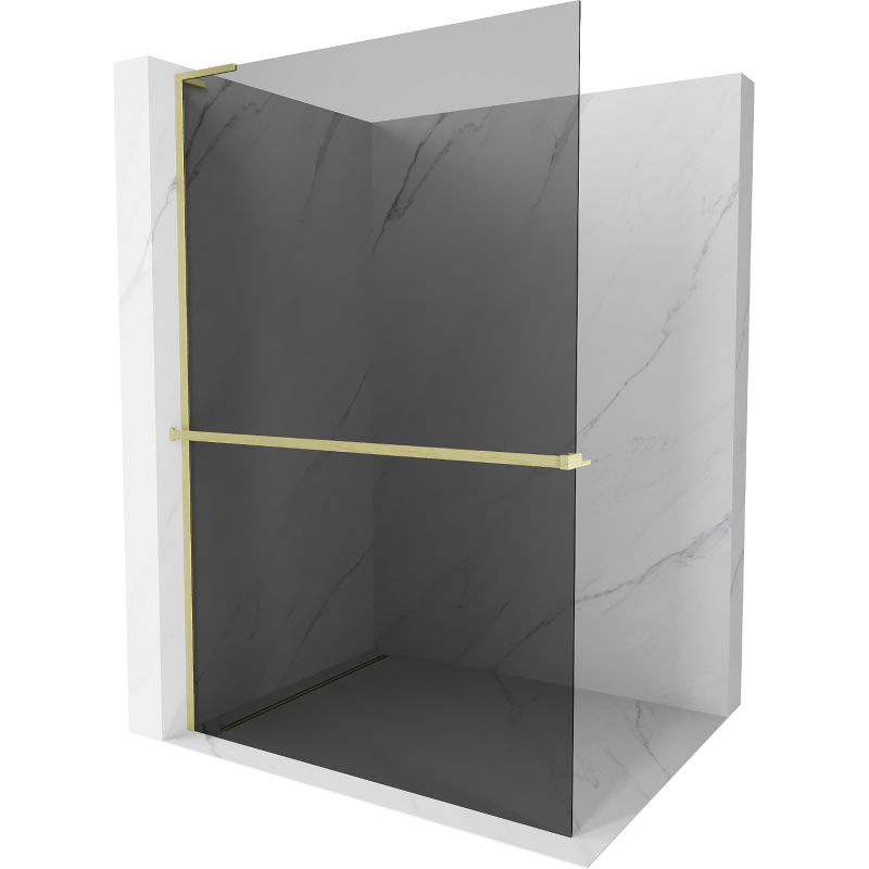 Mexen Kioto+ L душ кабина с полка Walk-in 80 x 200 см, графит, златна четка - 800-080-123-55-40