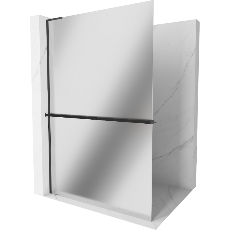 Mexen Kioto+ L стена за душ с рафт Walk-in 120 x 200 см, огледало, черна - 800-120-123-70-50