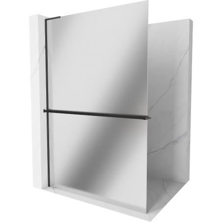Mexen Kioto+ L стена за душ с рафт Walk-in 120 x 200 см, огледало, черна - 800-120-123-70-50