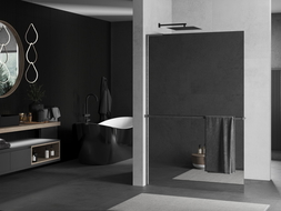 Mexen Kioto+ L стенен душ с рафт Walk-in 100 x 200 см, огледало, домашен сив матиран - 800-100-123-66-50
