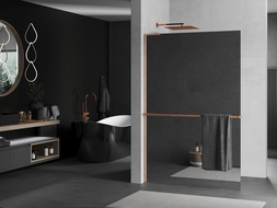 Mexen Kioto+ L Душ кабина със стъклена стена с рафт Walk-in 70 x 200 см, огледало, четкана мед - 800-070-123-65-50