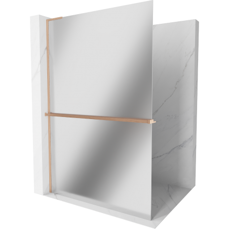 Mexen Kioto+ L Душ кабина със стъклена стена с рафт Walk-in 70 x 200 см, огледало, четкана мед - 800-070-123-65-50