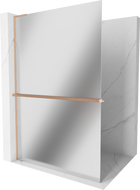 Mexen Kioto+ L Душ кабина със стъклена стена с рафт Walk-in 70 x 200 см, огледало, четкана мед - 800-070-123-65-50