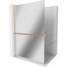 Mexen Kioto+ L стена за душ с рафт Walk-in 80 x 200 см, огледало, четкано мед - 800-080-123-65-50