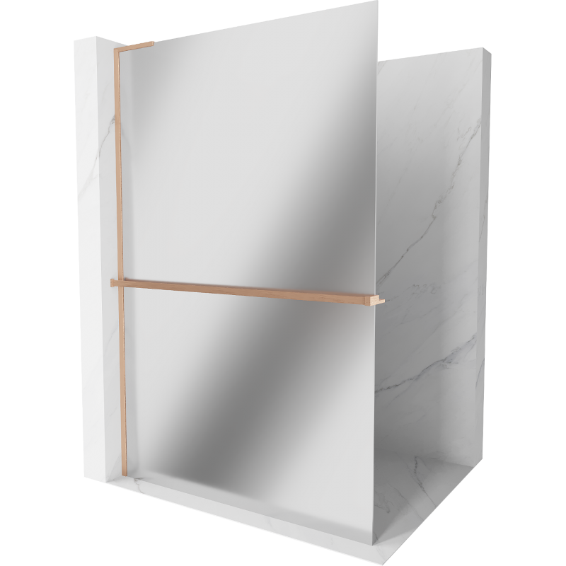 Mexen Kioto+ L стена за душ с рафт Walk-in 100 x 200 см, огледало, полирана мед - 800-100-123-65-50