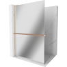Mexen Kioto+ L стена за душ с рафт Walk-in 100 x 200 см, огледало, полирана мед - 800-100-123-65-50