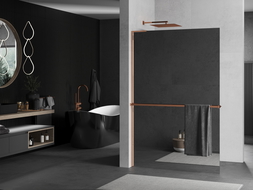Mexen Kioto+ L стена за душ с рафт Walk-in 70 x 200 см, огледало, розово злато - 800-070-123-60-50