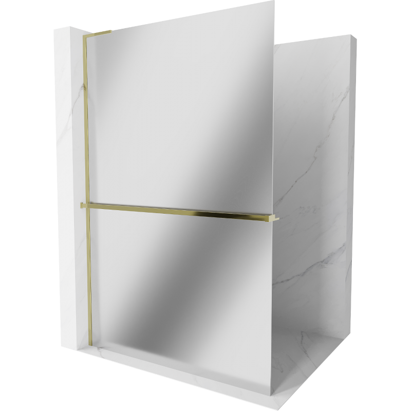 Mexen Kioto+ L душ кабина с рафт Walk-in 80 x 200 см, огледало, златна - 800-080-123-50-50