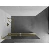 Mexen Kioto+ L душ кабина с етажерка Walk-in 70 x 200 см, огледало, златен с ленени шарки - 800-070-123-55-50
