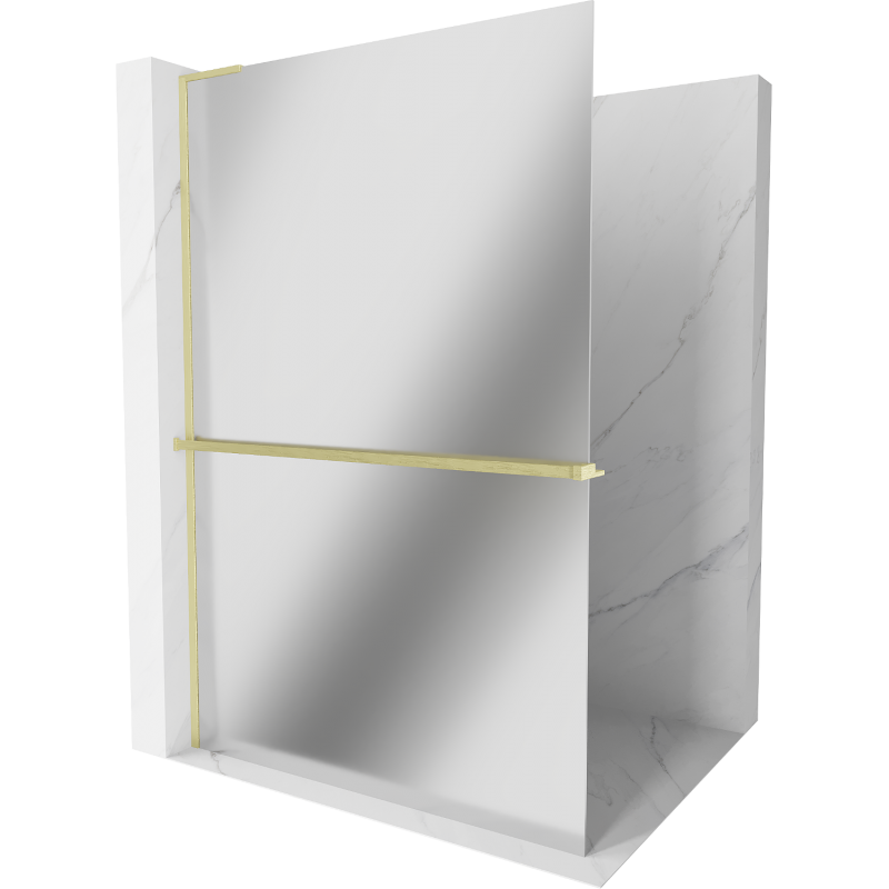 Mexen Kioto+ L душ кабина с етажерка Walk-in 70 x 200 см, огледало, златен с ленени шарки - 800-070-123-55-50