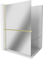 Mexen Kioto+ L душ кабина с етажерка Walk-in 70 x 200 см, огледало, златен с ленени шарки - 800-070-123-55-50