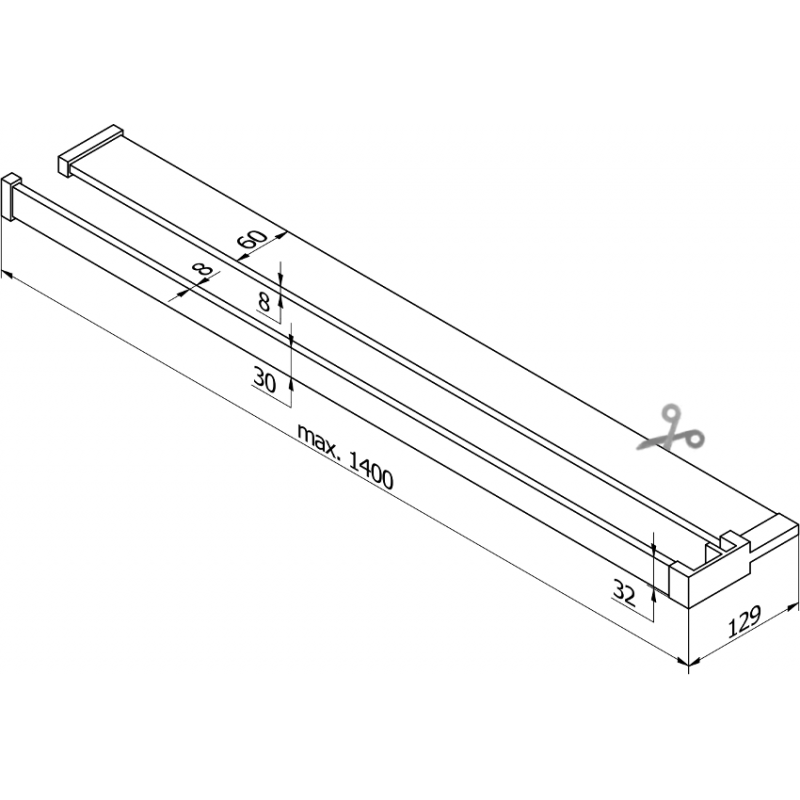 Mexen рафт за душ стена с релса за кърпи, бял - 800-02-20