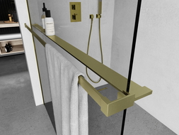 Mexen етажерка за душова стена с релса за кърпи, злато четкана - 800-02-55