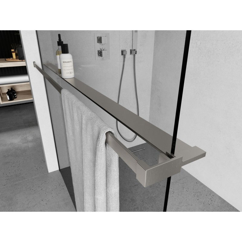 Mexen рафт за стена на душ с релинг за кърпи, четкан никел - 800-02-97