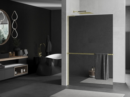 Mexen Kioto+ L душ кабина с рафт Walk-in 110 x 200 см, огледало, златно четкано - 800-110-123-55-50