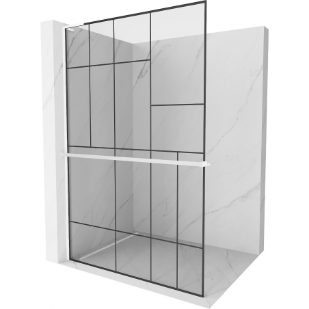 Mexen Kioto+ L стенен душ панел с плоча Walk-in 80 x 200 см, черен модел, бял - 800-080-123-20-78
