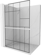 Mexen Kioto+ L душова стена с вградена полка Walk-in 90 x 200 см, черен модел, бяла - 800-090-123-20-78