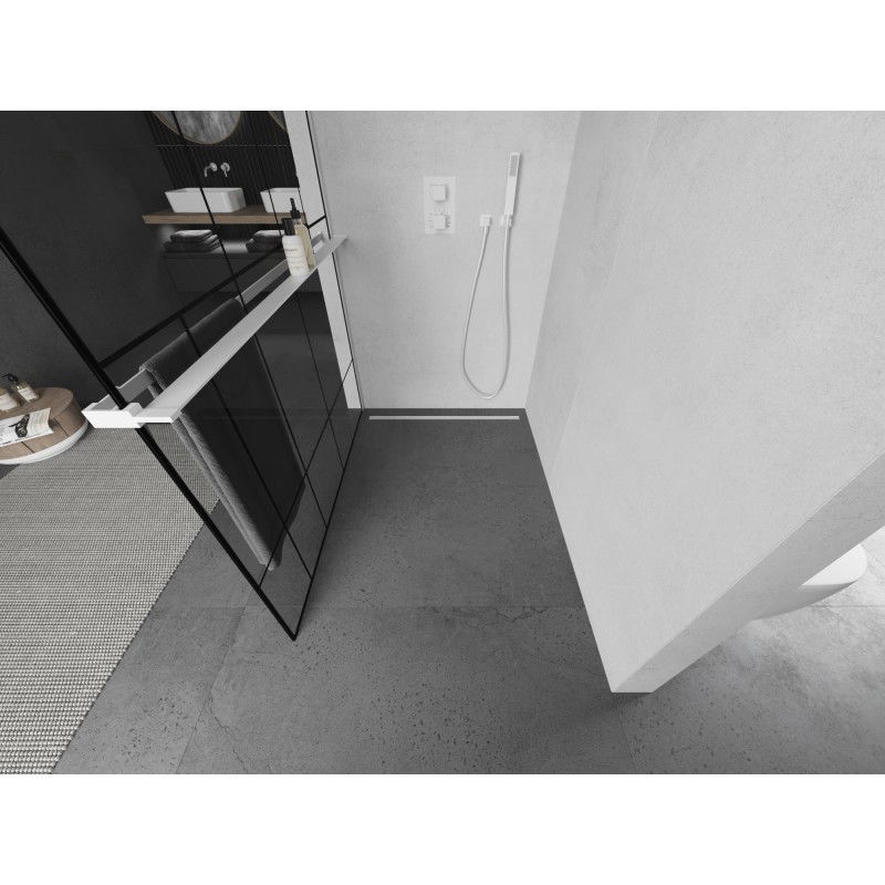 Mexen Kioto+ L душ преграда с рафт Walk-in 90 x 200 см, черен модел, бял - 800-090-123-20-78