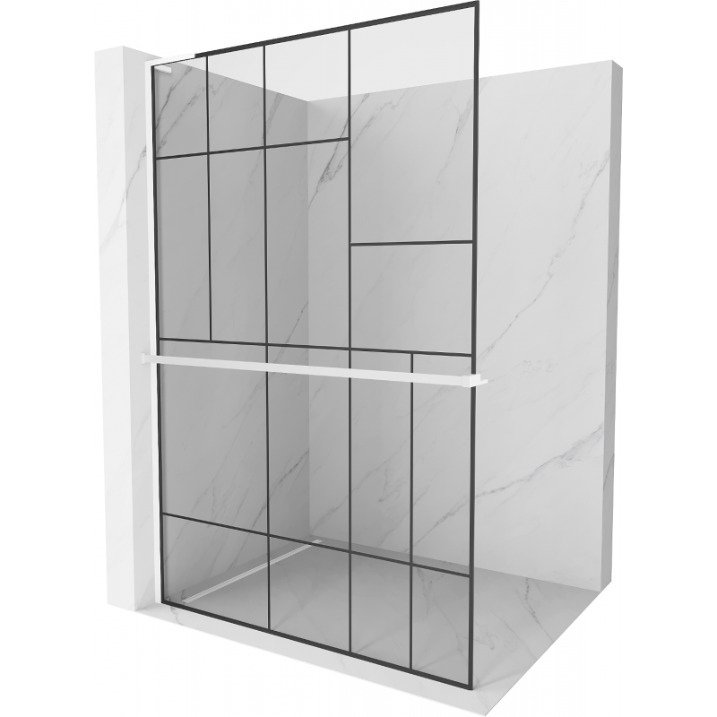 Mexen Kioto+ L душова стена с рафта Walk-in 110 x 200 см, черен модел, бял - 800-110-123-20-78