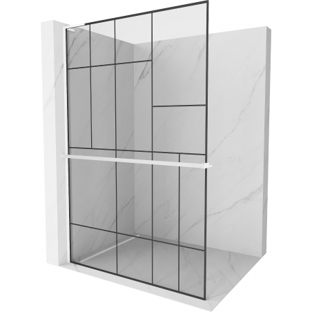 Mexen Kioto+ L душова стена с рафта Walk-in 110 x 200 см, черен модел, бял - 800-110-123-20-78