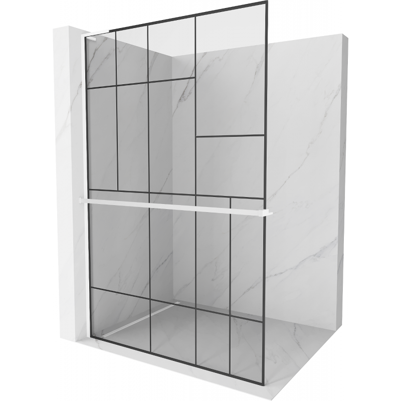 Mexen Kioto+ L стена за душове с тава Walk-in 120 x 200 см, черен модел, бяла - 800-120-123-20-78